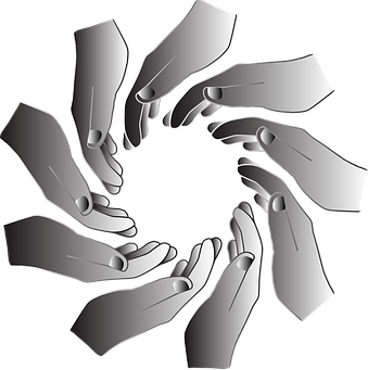enabling change illustration, showing hands curved around each other to form a circle